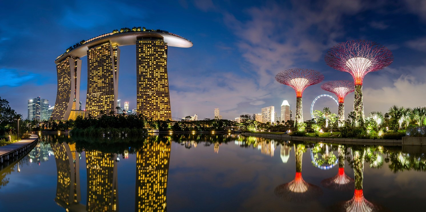 Singapore skyline at night